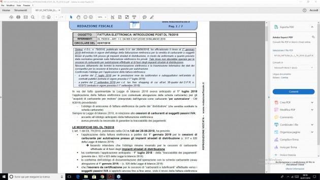 FATTURA ELETTRONICA E SCHEDA CARBURANTE: IL PUNTO POST DL 79/2018