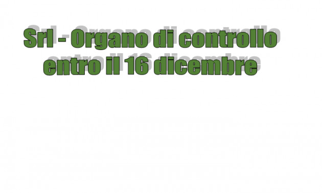 Srl - Nomina dell'organo di controllo entro il 16 dicembre