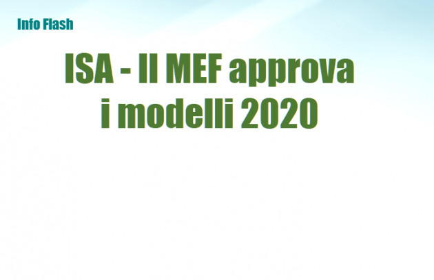 ISA - Il MEF approva i modelli 2020