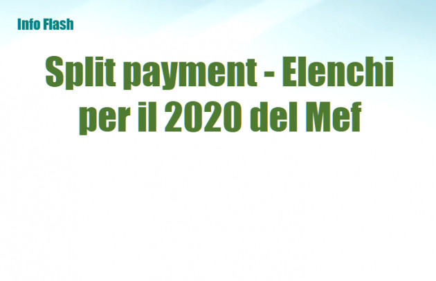 Split payment - Elenchi per il 2020 del MEF