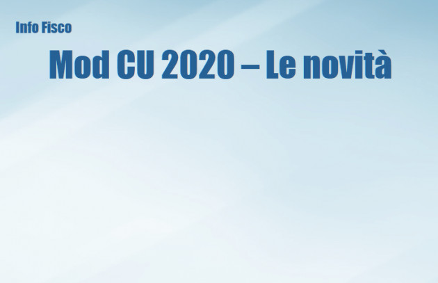 Mod CU 2020 – Le novità