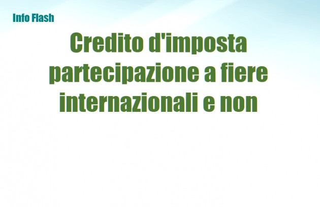 Credito d'imposta partecipazione a fiere internazionali e non