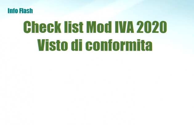 Check list Mod IVA 2020 - Visto di conformita