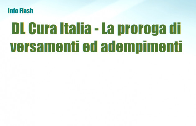 DL Cura Italia - La proroga di versamenti ed adempimenti