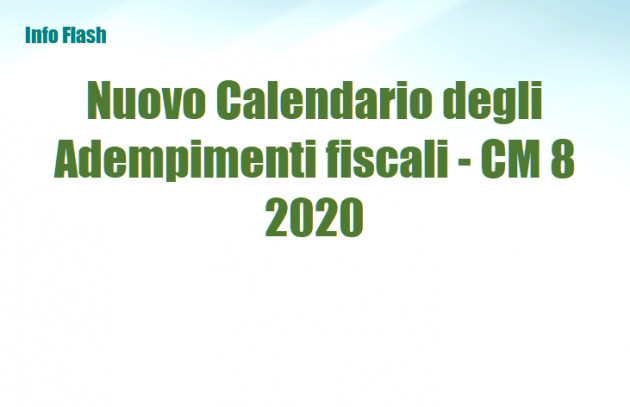 Nuovo Calendario degli Adempimenti fiscali post CM 8 2020