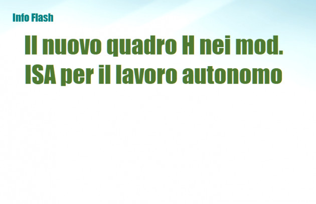Il nuovo quadro H nei modelli ISA per il lavoro autonomo