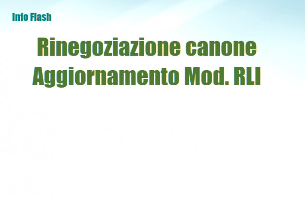 Aggiornamento del Mod. RLI - Rinegoziazione canone di locazione