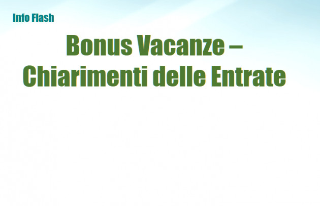 Bonus Vacanze - Chiarimenti dell'Agenzia