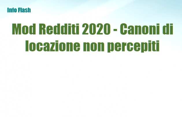 Mod Redditi 2020 - Canoni di locazione non percepiti