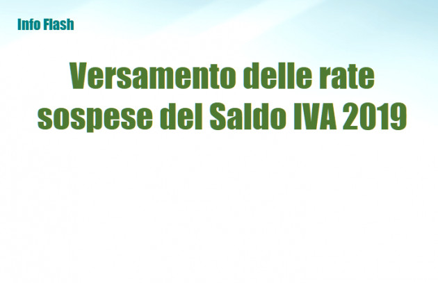 Versamento delle rate sospese del Saldo IVA 2019 al 16 Settembre