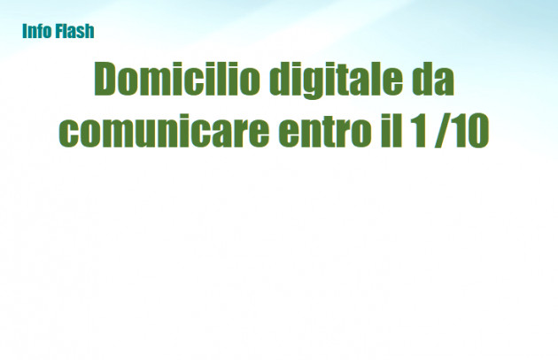 Domicilio digitale - Comunicazione entro il 1 ottobre