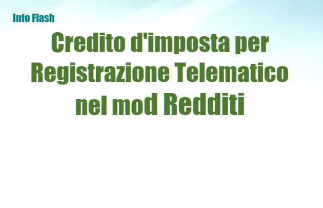 Credito d'imposta per Registrazione Telematico nel mod Redditi