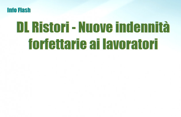 Decreto Ristori - Il rinnovo delle indennità forfettarie ai lavoratori