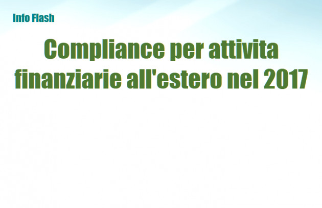  Lettere di compliance per attivita finanziarie all'estero nel 2017