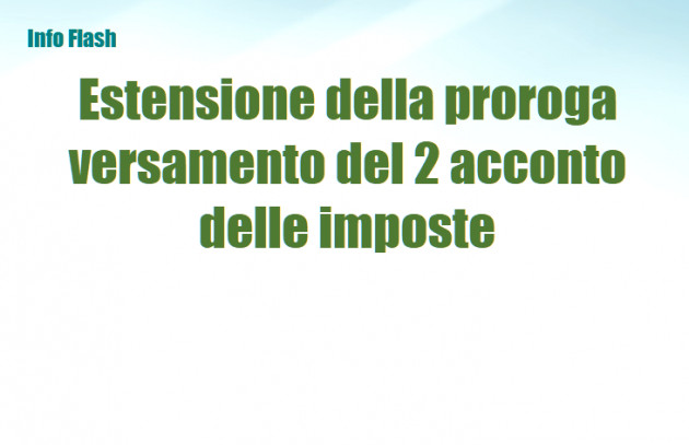 DL Ristori-bis - Estensione della proroga versamento del 2 acconto delle imposte