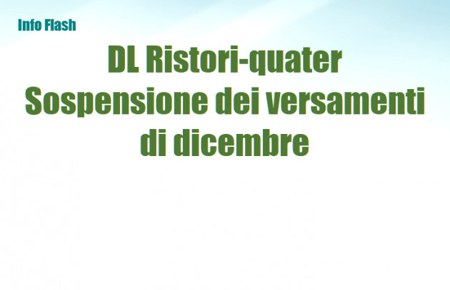 DL Ristori-quater - Sospensione dei versamenti di dicembre