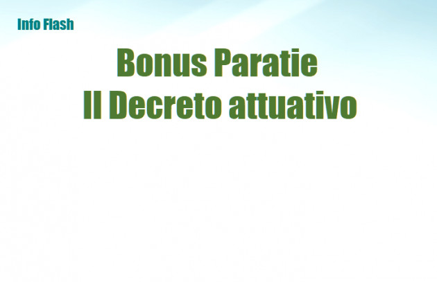 Bonus Paratie - Il Decreto attuativo