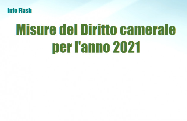 Misure del Diritto camerale per l'anno 2021