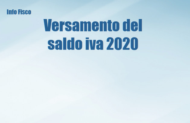 Versamento del saldo iva 2020