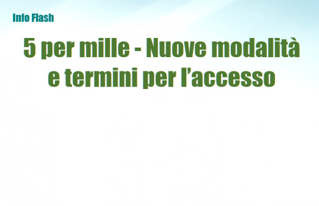 5 per mille 2021 - Nuove modalità e termini per l’accesso