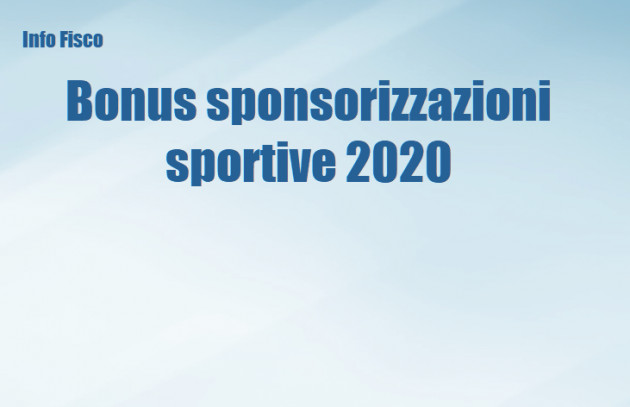Bonus sponsorizzazioni sportive 2020