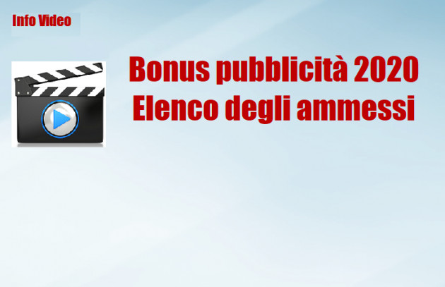 Bonus pubblicità 2020 - Elenco ammessi