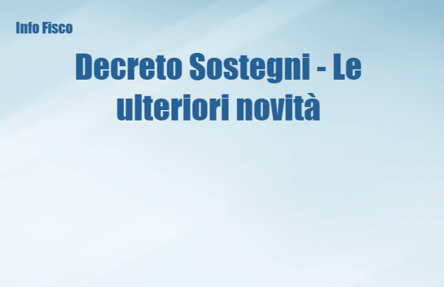 Decreto Sostegni - Le ulteriori novità