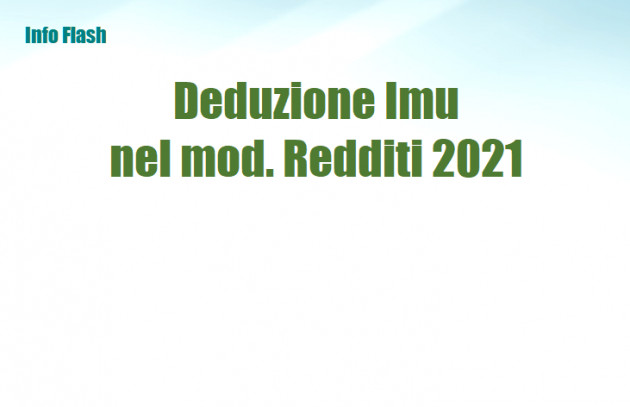 Deduzione Imu immobili strumentali nel mod. Redditi 2021