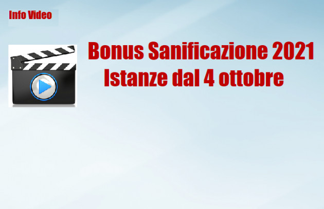 Bonus sanificazione 2021 - Istanze dal 4 ottobre