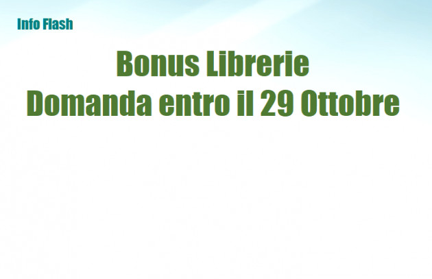 Bonus Librerie - Domanda entro il 29 Ottobre