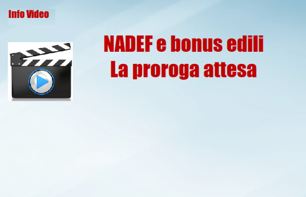 NADEF e bonus edili - Conferme con esclusione del bonus facciate