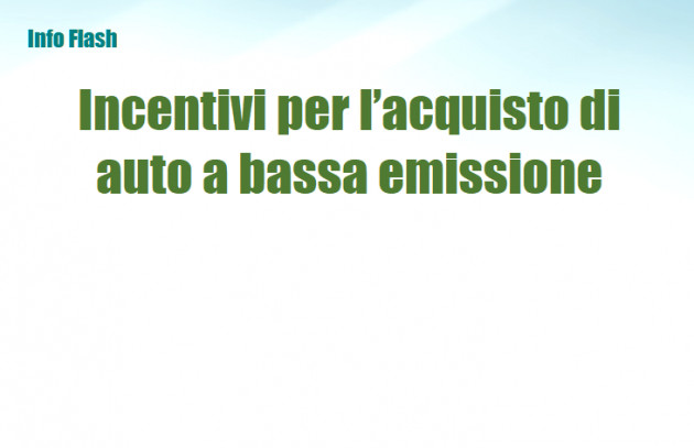 Ecobonus - Incentivi per l’acquisto di auto a bassa emissione