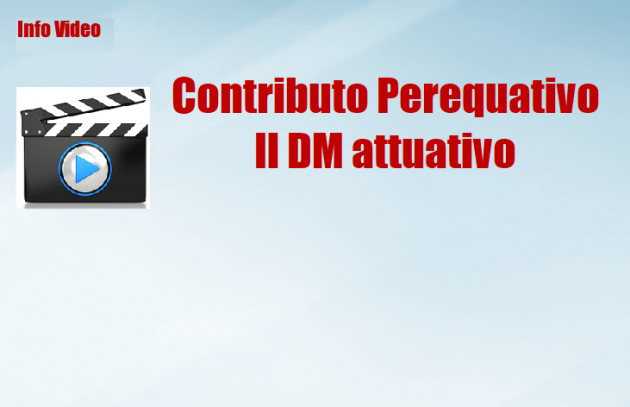 Contributo Perequativo - Il DM attuativo