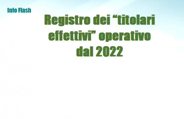 Registro dei "Titolari effettivi" operativo dal 2022