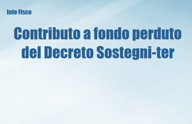 Contributo a fondo perduto del Decreto Sostegni-ter