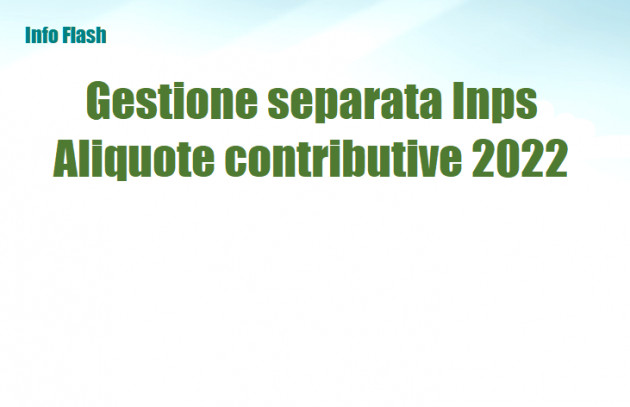 Gestione separata Inps Aliquote contributive per il 2022