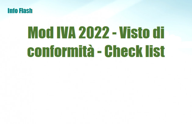 Mod IVA 2022 - Check list per il Visto di conformità