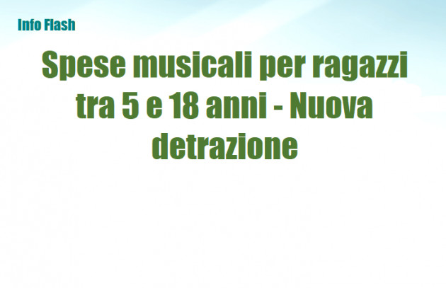 Nuova detrazione per spese musicali per ragazzi tra 5 e 18 anni