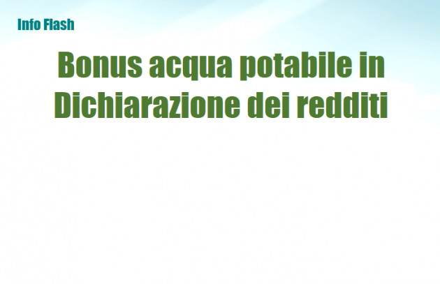 Bonus "Acqua potabile" nella Dichiarazione dei redditi
