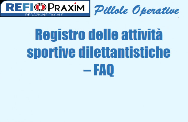 Registro delle attività sportive dilettantistiche – FAQ