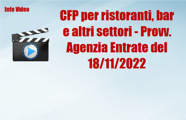 CFP per ristoranti, bar e altri settori - Provv. Agenzia Entrate del 18/11/2022