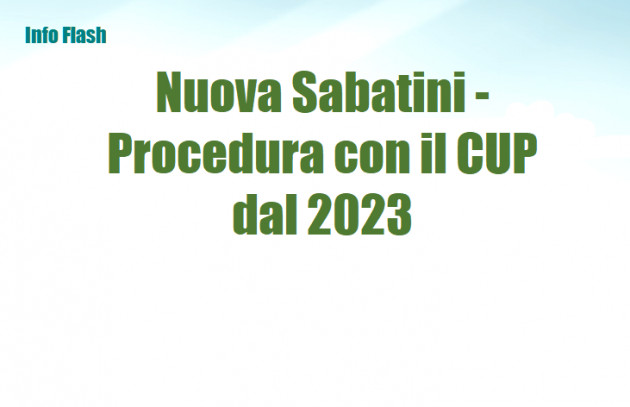 Nuova Sabatini - Procedura con il CUP dal 2023