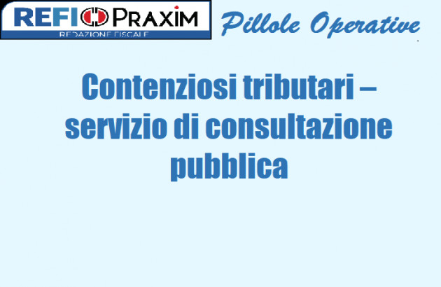 Contenziosi tributari – servizio di consultazione pubblica