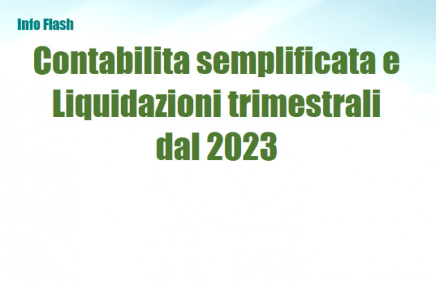 Contabilita semplificata e Liquidazioni trimestrali dal 2023