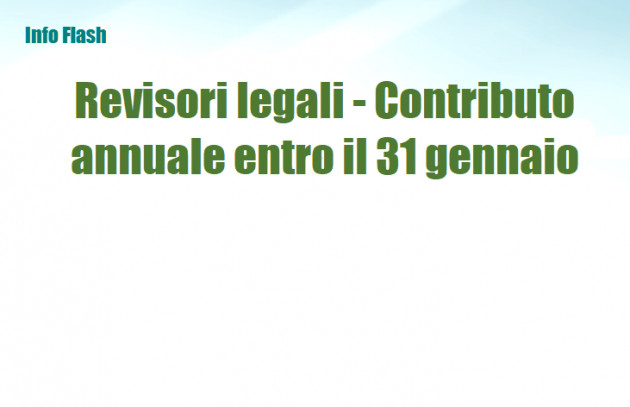 Revisori legali - Contributo annuale entro il 31 gennaio