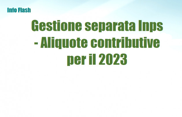 Gestione separata Inps - Aliquote contributive per il 2023