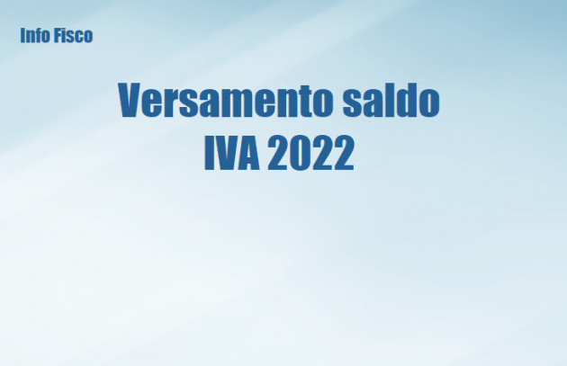 Versamento del saldo Iva 2022