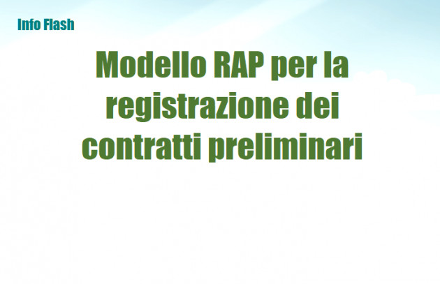 Modello RAP per la registrazione dei contratti preliminari