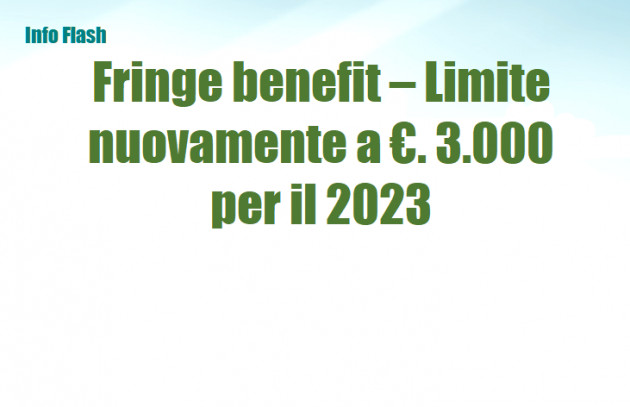 Fringe benefit – Limite nuovamente a 3.000 euro per il 2023