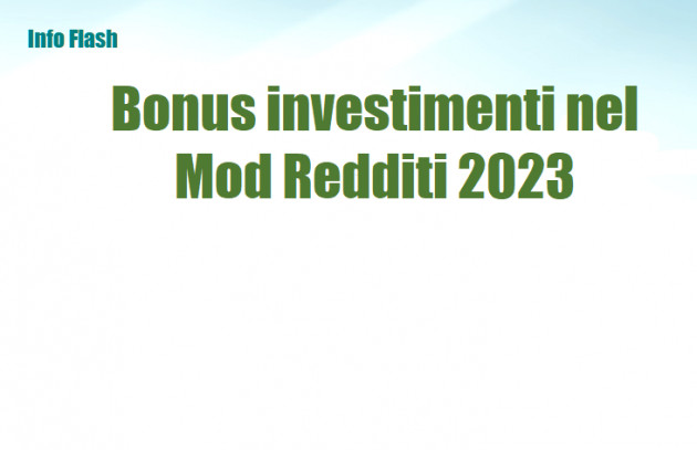 Bonus investimenti nel Mod Redditi 2023